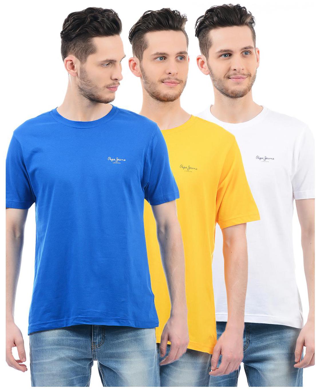 

Pepe Jeans Men Multi Regular fit Cotton Round neck T-Shirt - Pack Of 3