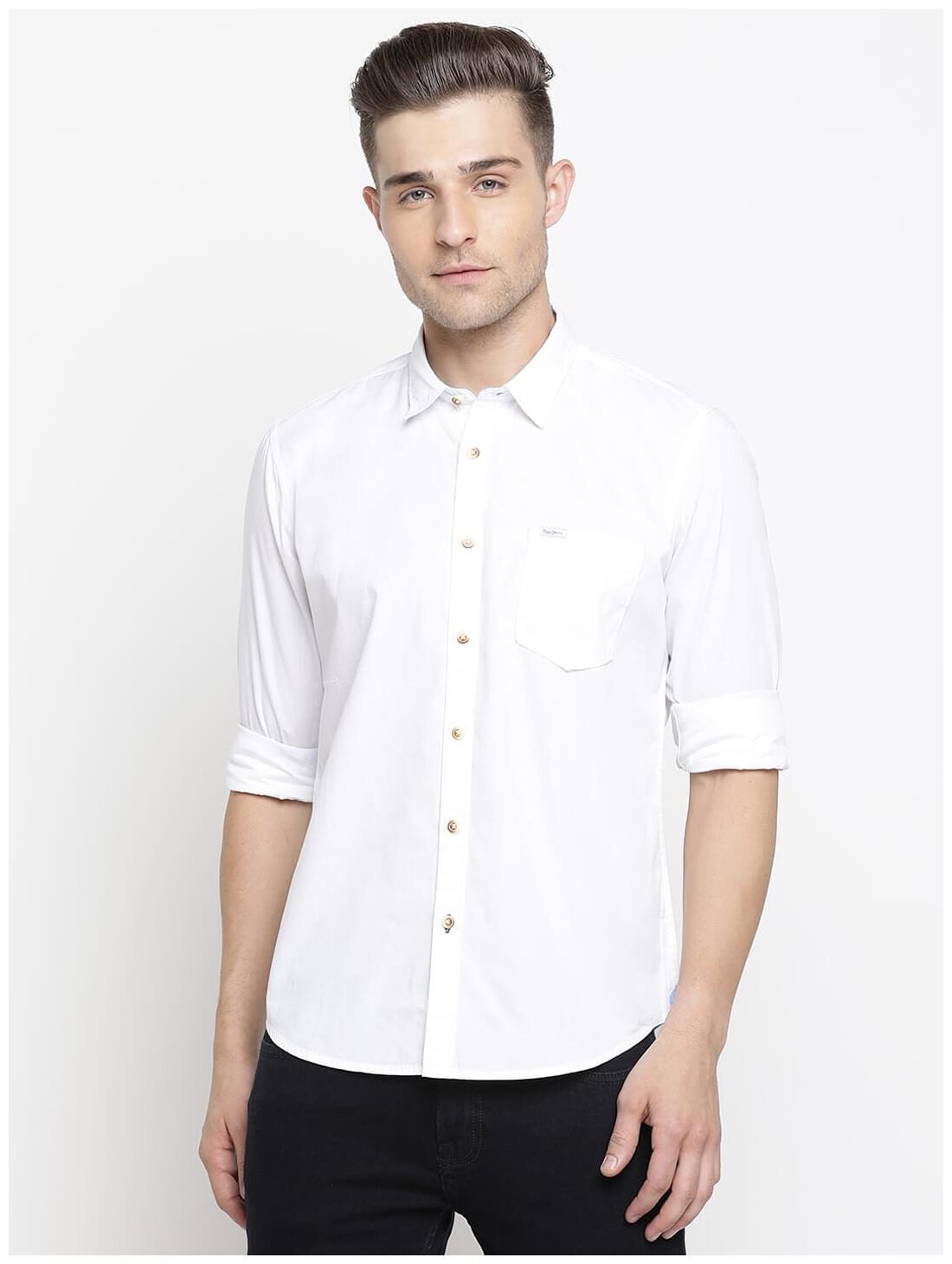 

Pepe Jeans Men White Solid Regular Fit Casual Shirt