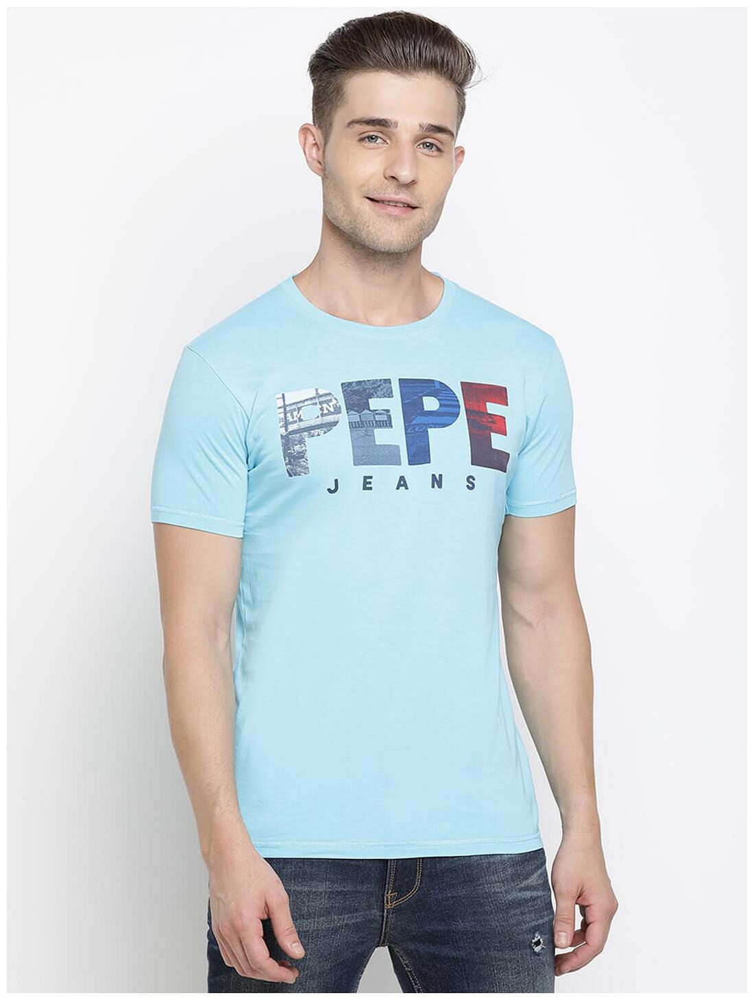

Pepe Jeans Men Blue Regular fit Cotton Round neck T-Shirt - Pack Of 1