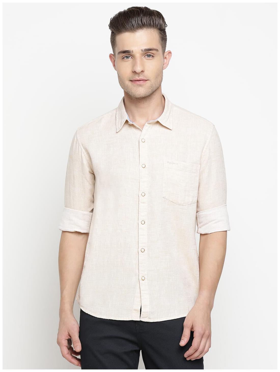 

Pepe Jeans Men Beige Solid Regular Fit Casual Shirt