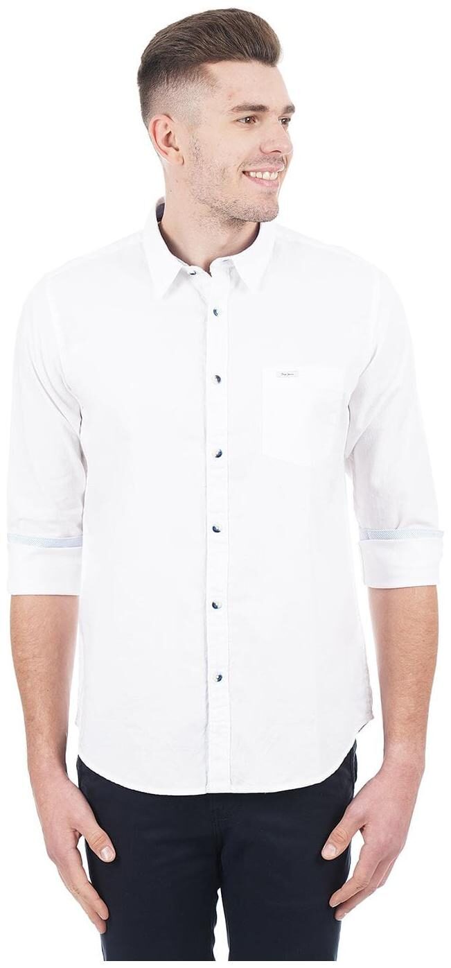 

Pepe Jeans Men White Solid Regular Fit Casual Shirt