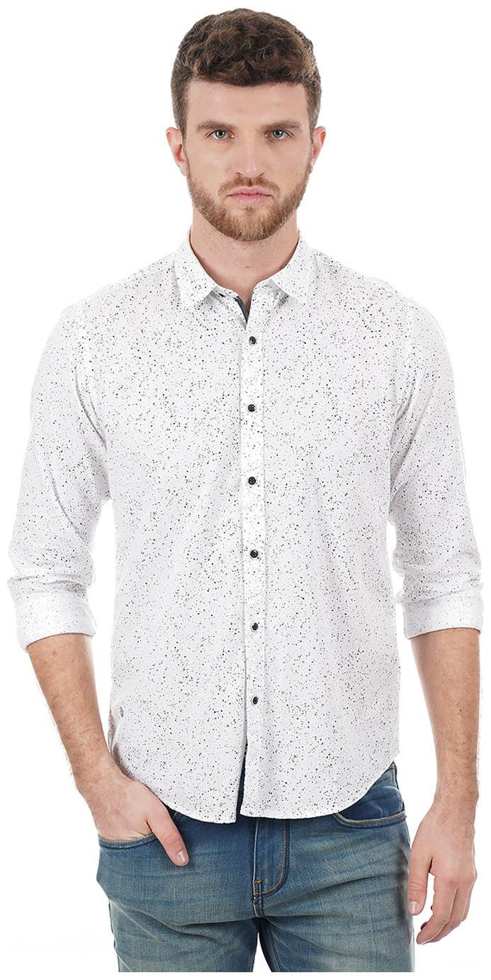 

Pepe Jeans Men White Abstract Regular Fit Casual Shirt