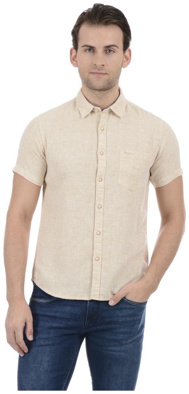 

Pepe Jeans Men Beige Solid Regular Fit Casual Shirt