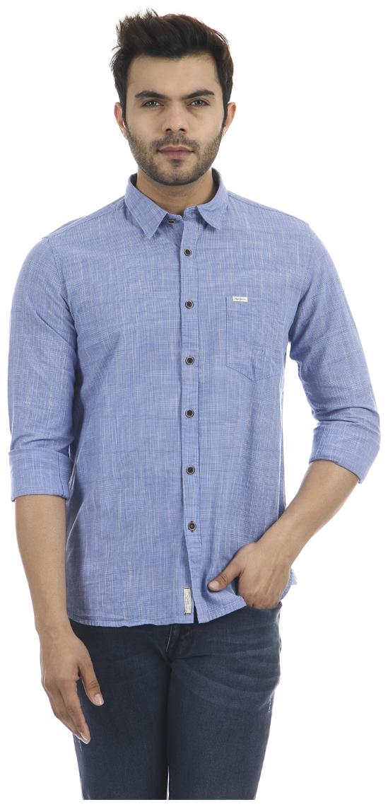 

Pepe Jeans Men Blue Solid Regular Fit Casual Shirt