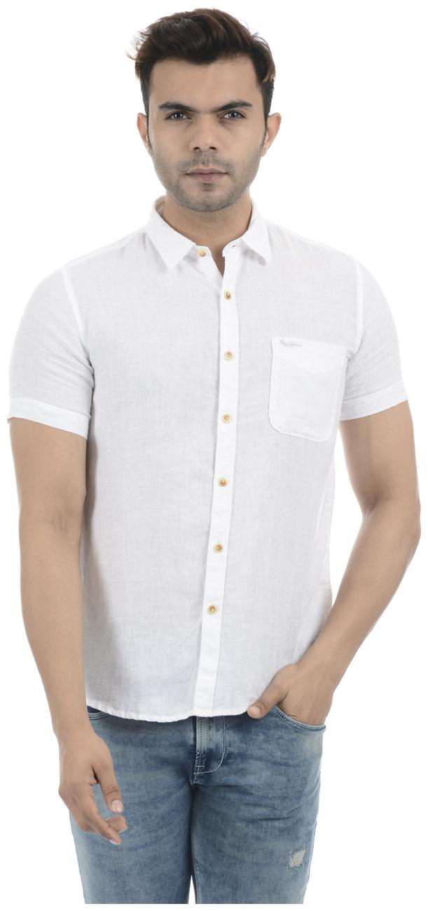 

Pepe Jeans Men White Solid Regular Fit Casual Shirt