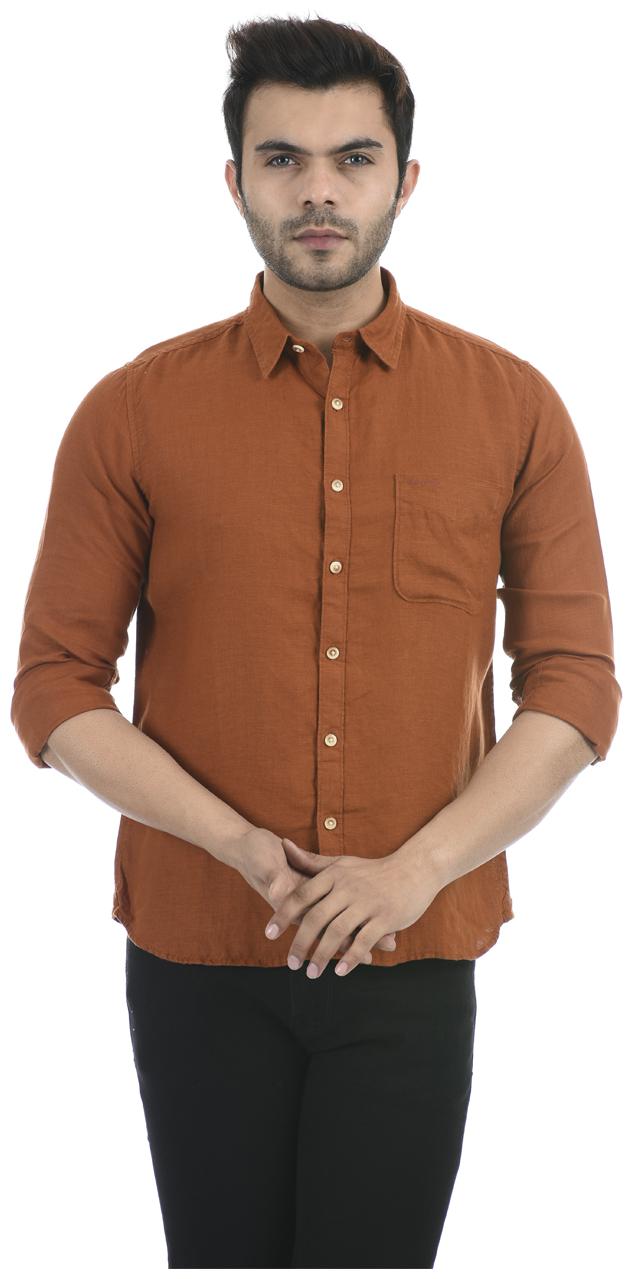 

Pepe Jeans Men Brown Solid Regular Fit Casual Shirt