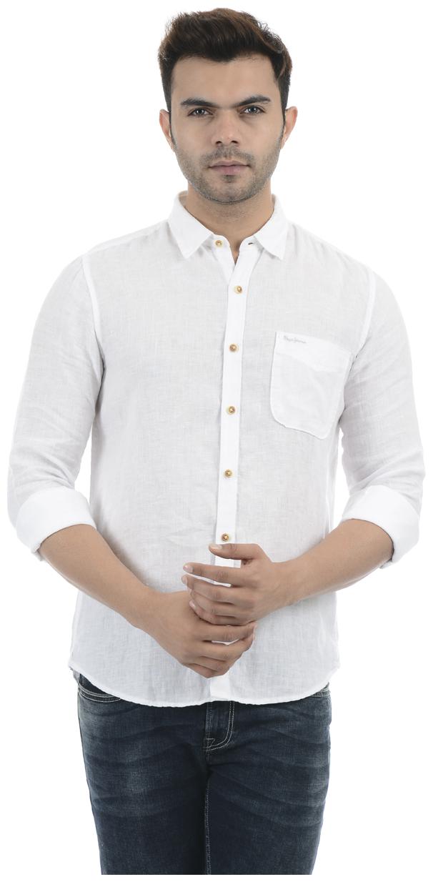 

Pepe Jeans Men White Solid Regular Fit Casual Shirt