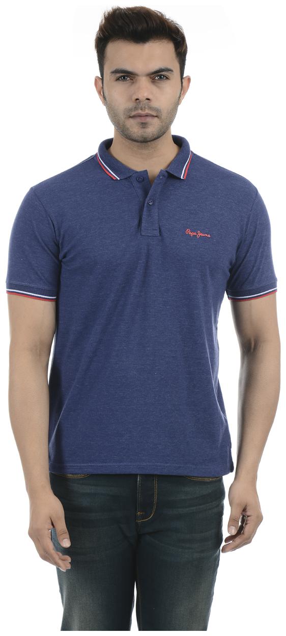 

Pepe Jeans Men Blue Regular fit Cotton Lycra Polo collar T-Shirt - Pack Of 1