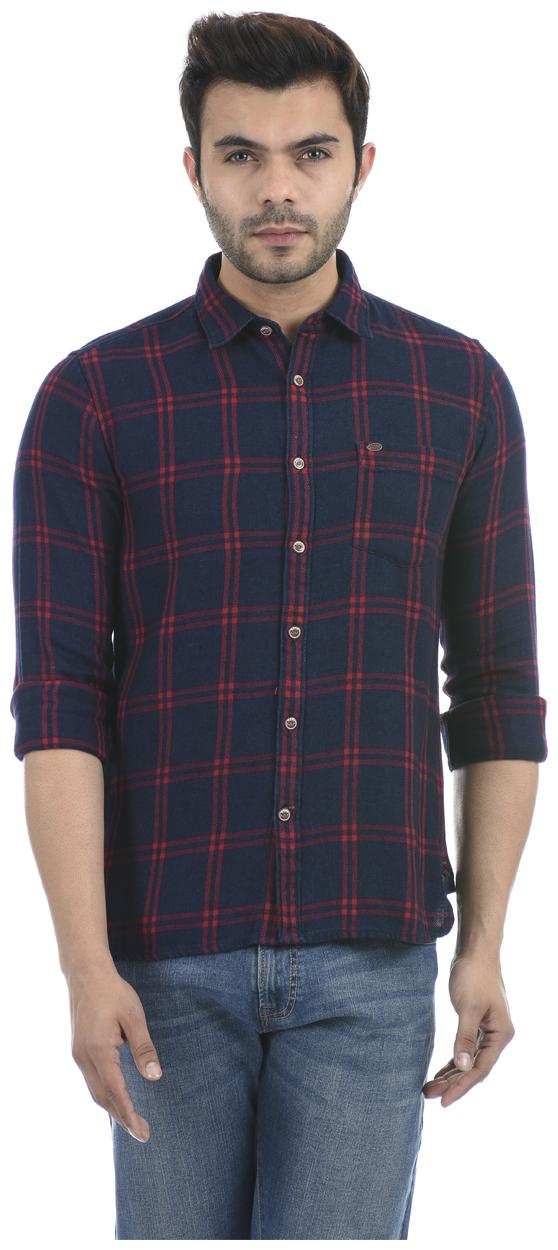

Pepe Jeans Men Blue Red Checked Regular Fit Casual Shirt