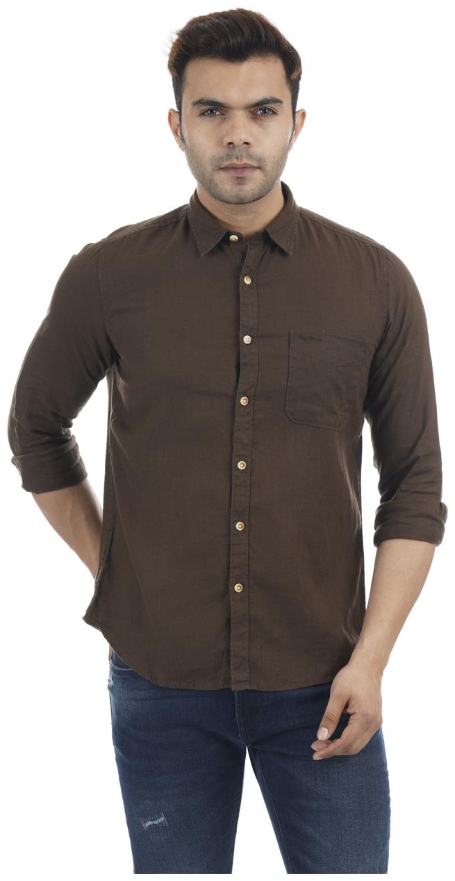

Pepe Jeans Men Brown Solid Regular Fit Casual Shirt