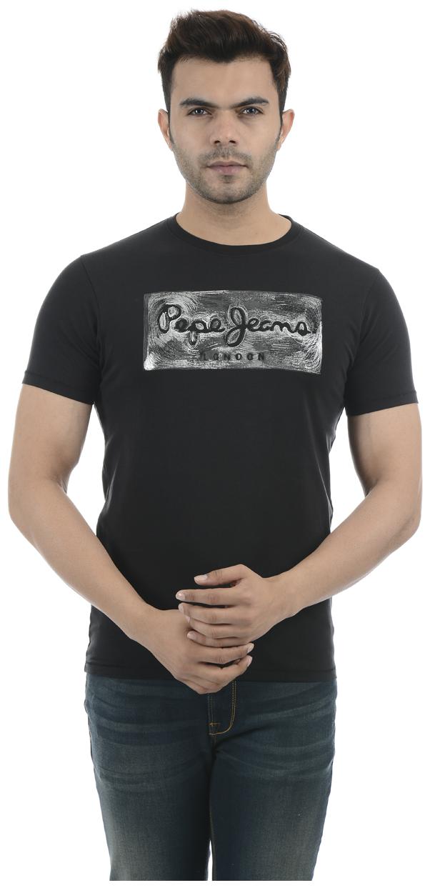 

Pepe Jeans Men Black Regular fit Cotton Lycra Round neck T-Shirt - Pack Of 1