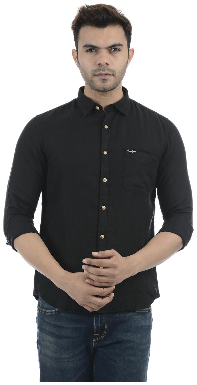

Pepe Jeans Men Black Solid Regular Fit Casual Shirt