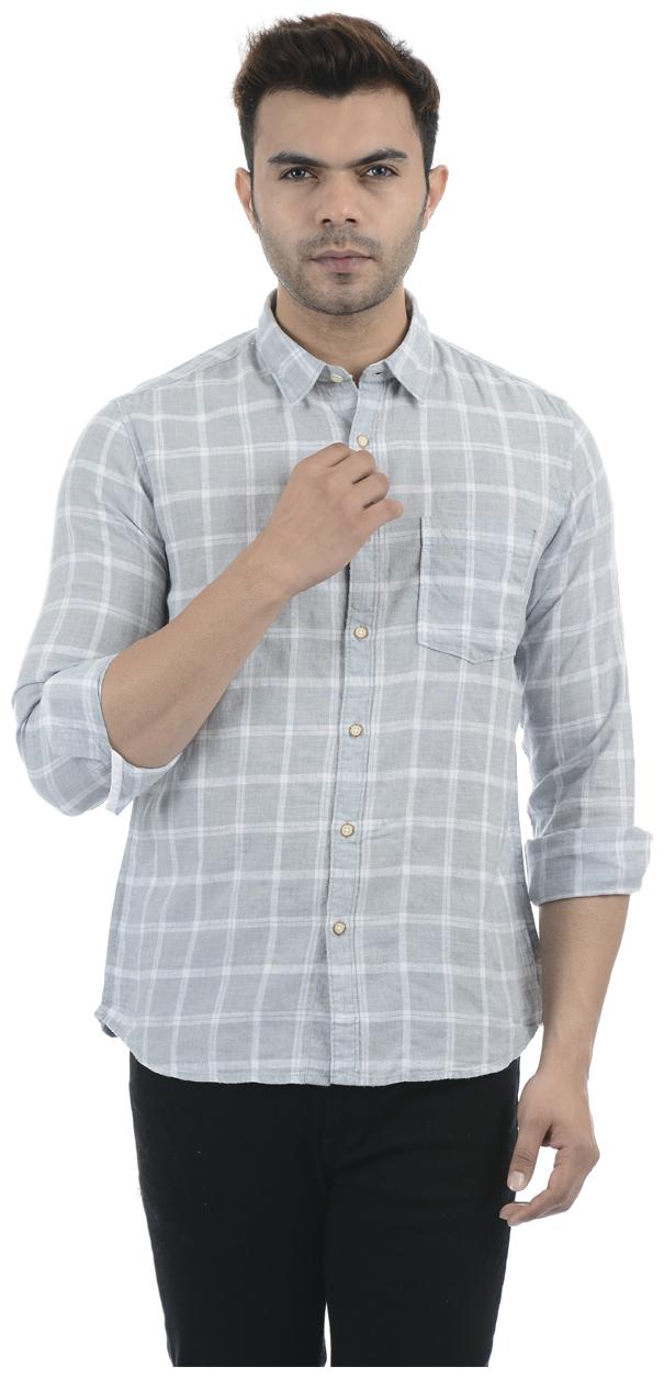 

Pepe Jeans Men Grey Checked Regular Fit Casual Shirt