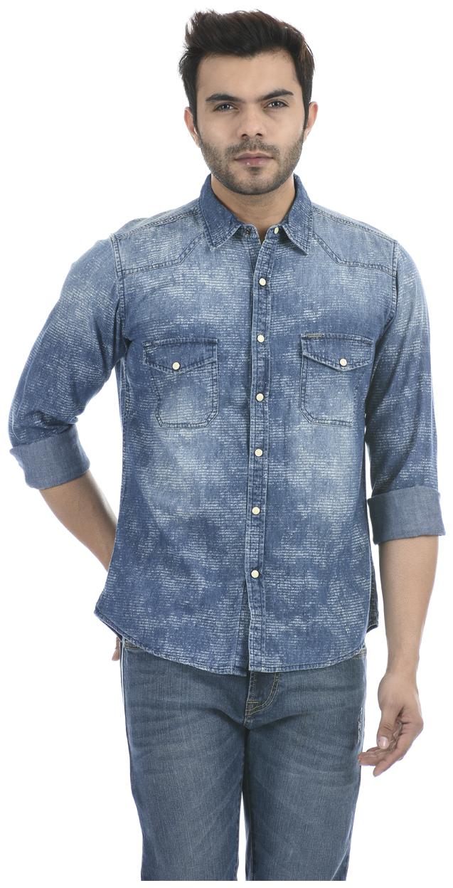 

Pepe Jeans Men Blue Solid Regular Fit Casual Shirt