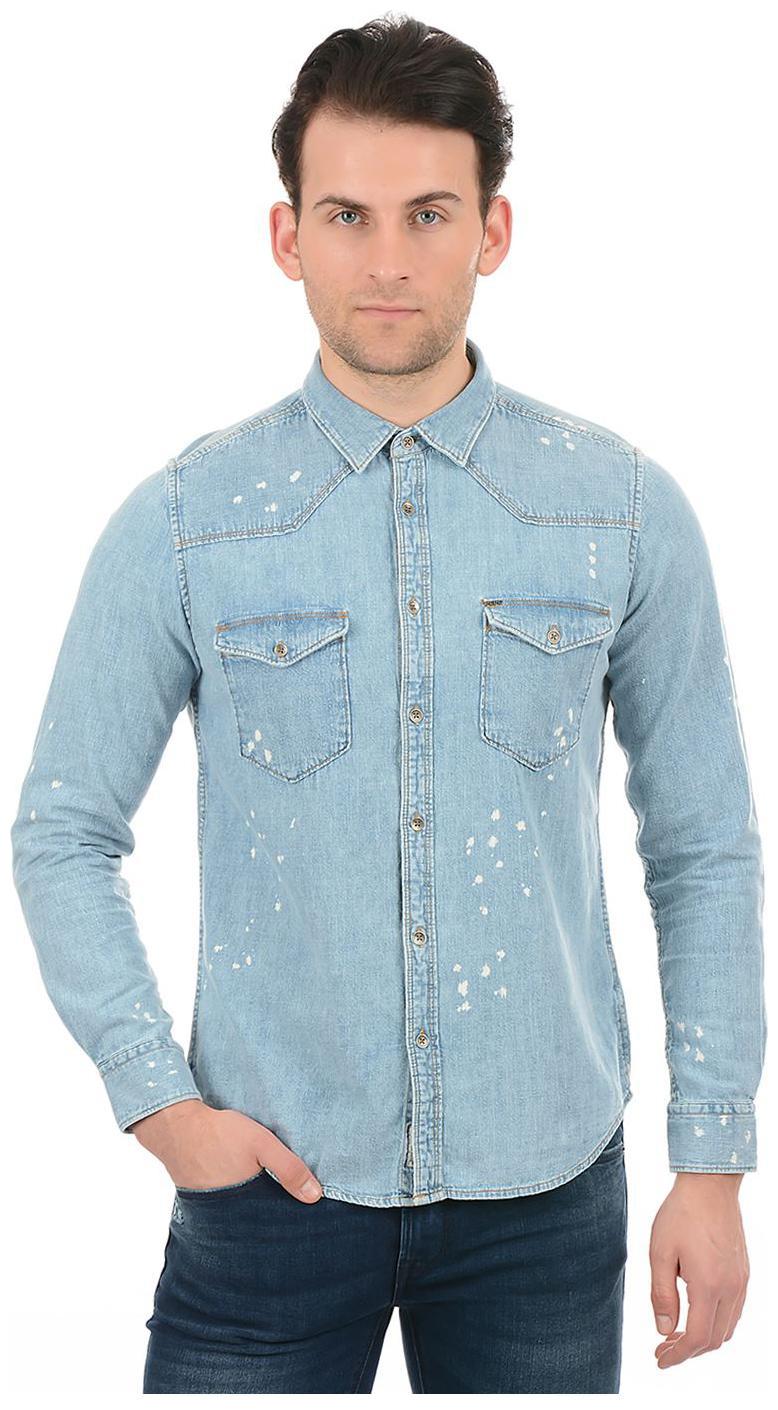 

Pepe Jeans Men Blue Solid Regular Fit Casual Shirt
