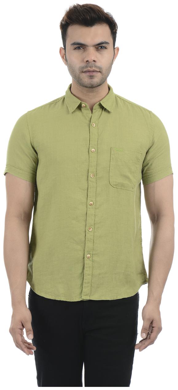 

Pepe Jeans Men Green Solid Regular Fit Casual Shirt