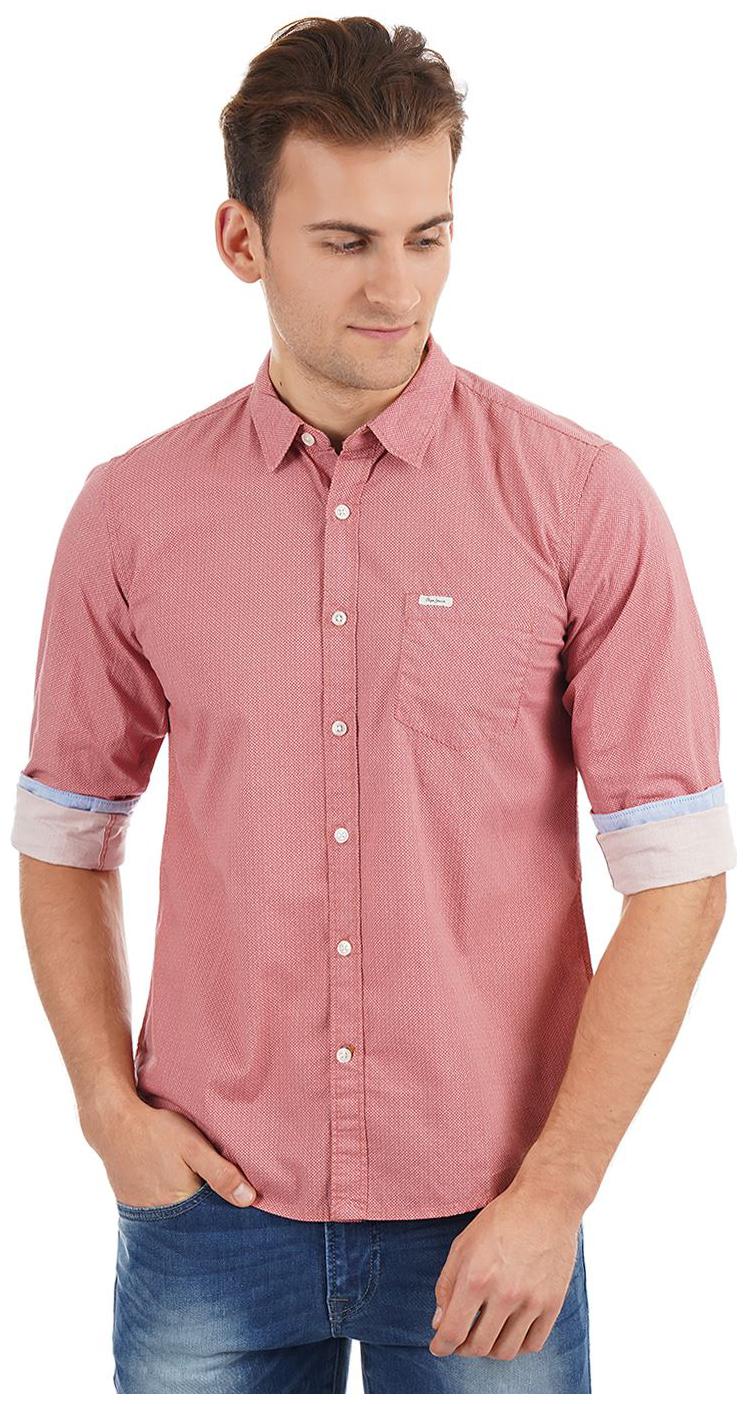 

Pepe Jeans Men Pink Printed Slim Fit Casual Shirt