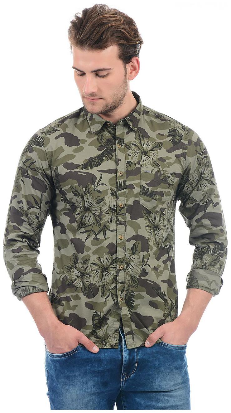

Pepe Jeans Men Green Floral Slim Fit Casual Shirt