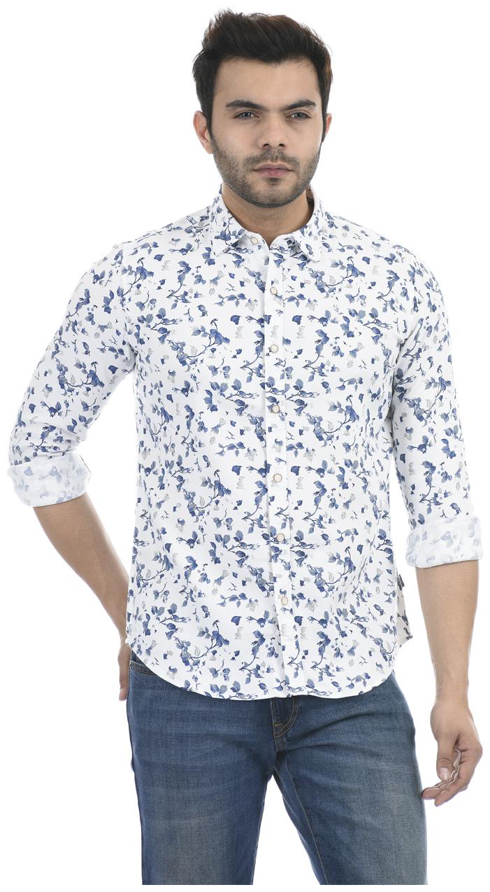 

Pepe Jeans Men White Blue Floral Regular Fit Casual Shirt