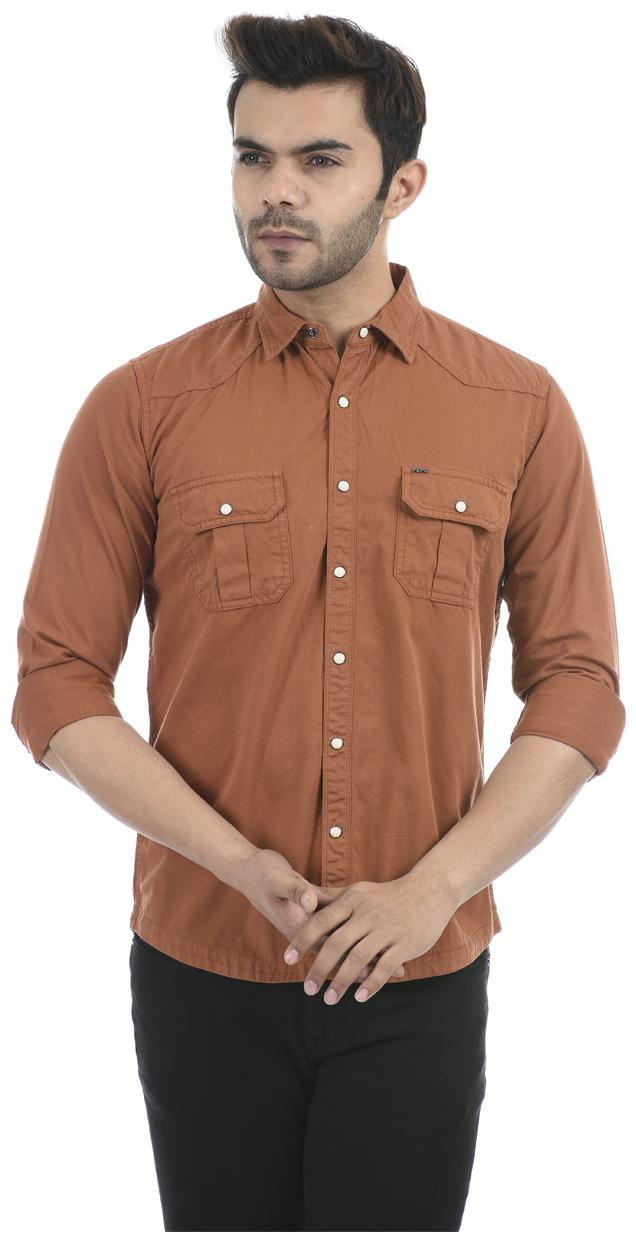 

Pepe Jeans Men Brown Solid Regular Fit Casual Shirt