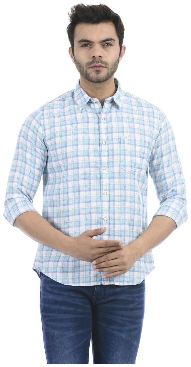 

Pepe Jeans Men Blue Checked Regular Fit Casual Shirt