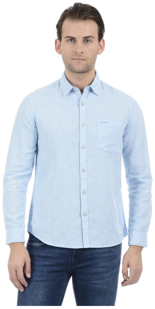 

Pepe Jeans Men Blue Solid Regular Fit Casual Shirt