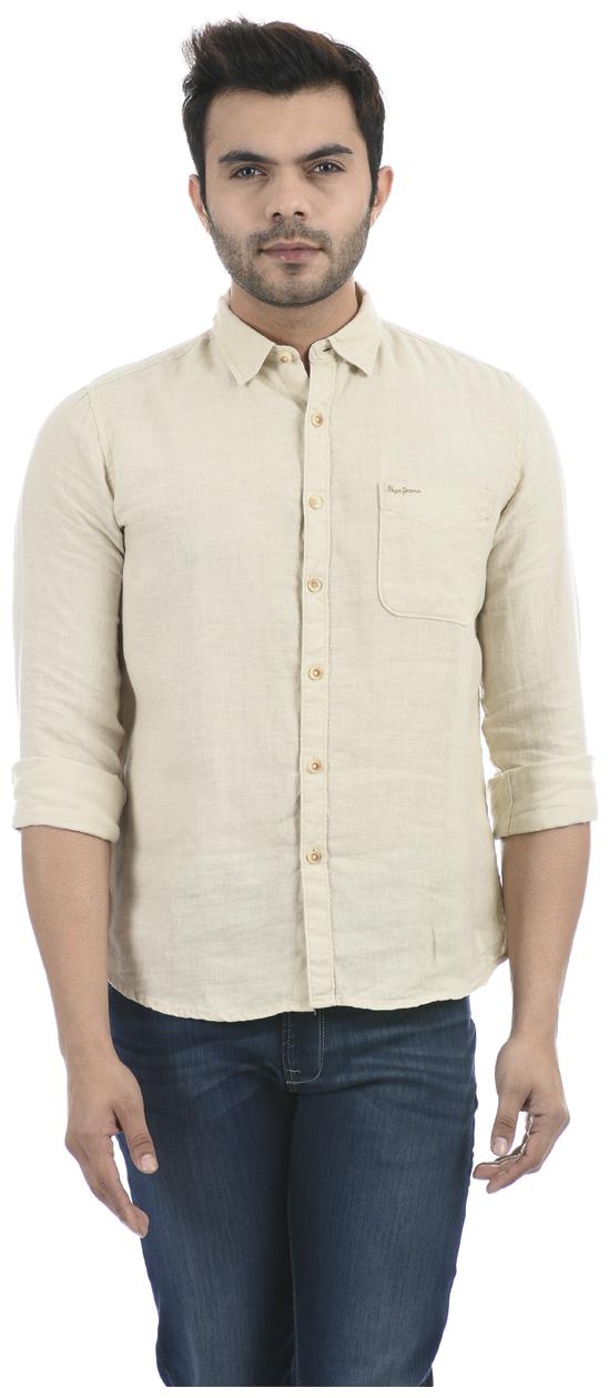 

Pepe Jeans Men Beige Solid Regular Fit Casual Shirt