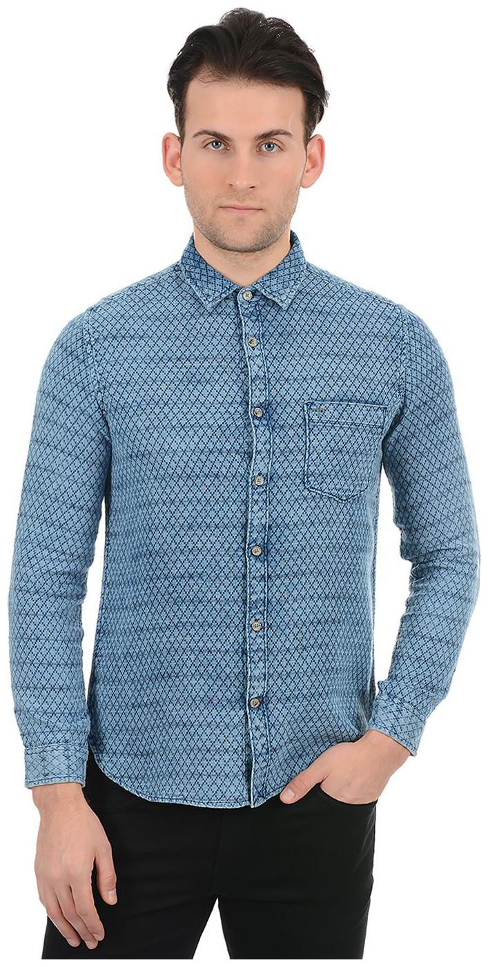 

Pepe Jeans Men Blue Printed Regular Fit Casual Shirt