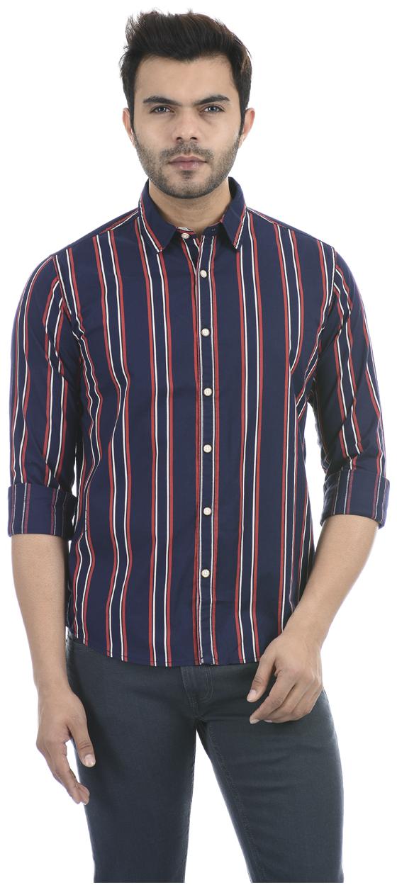

Pepe Jeans Men Navy Blue Vertical Stripes Regular Fit Casual Shirt