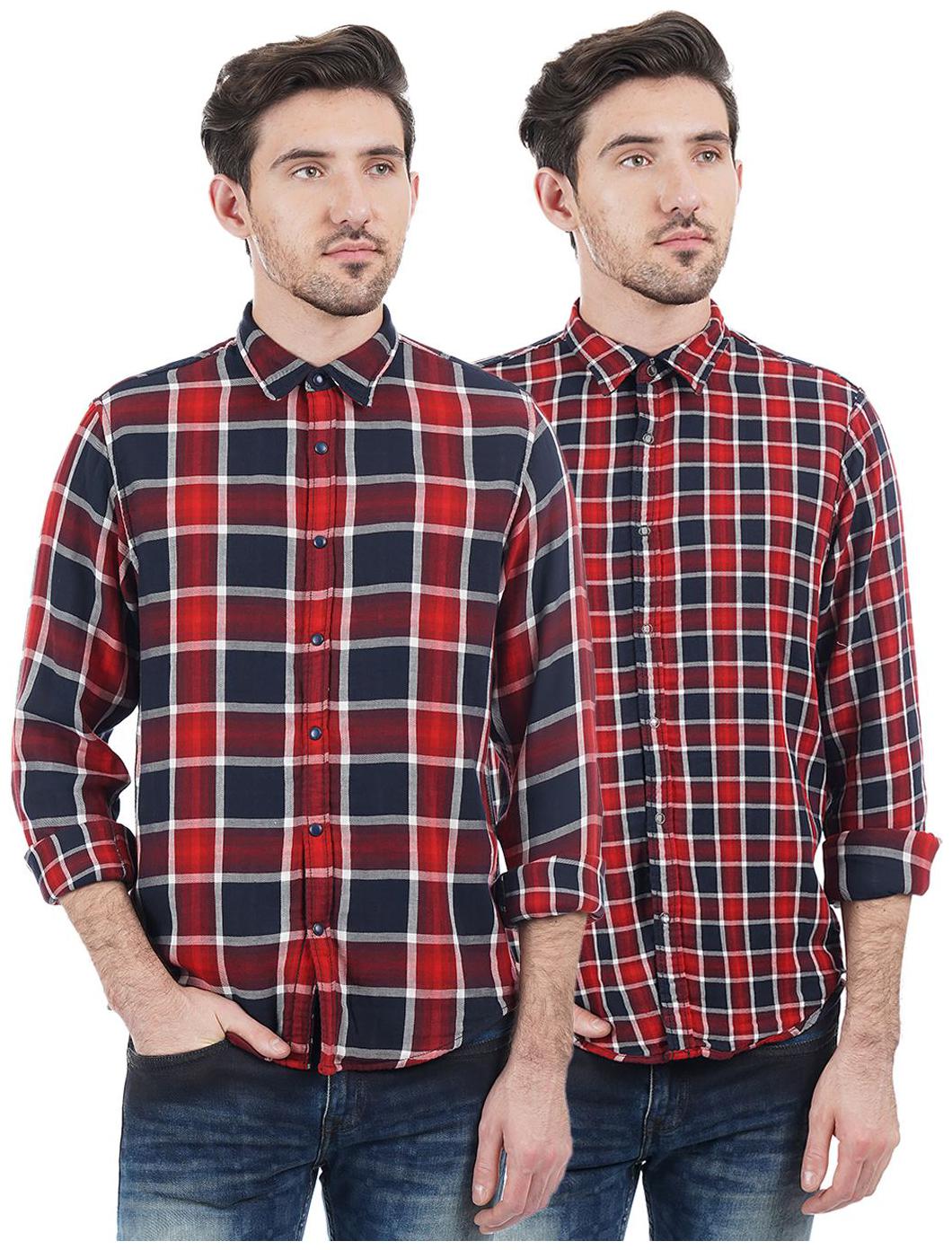

Pepe Jeans Men Red Checked Regular Fit Casual Shirt
