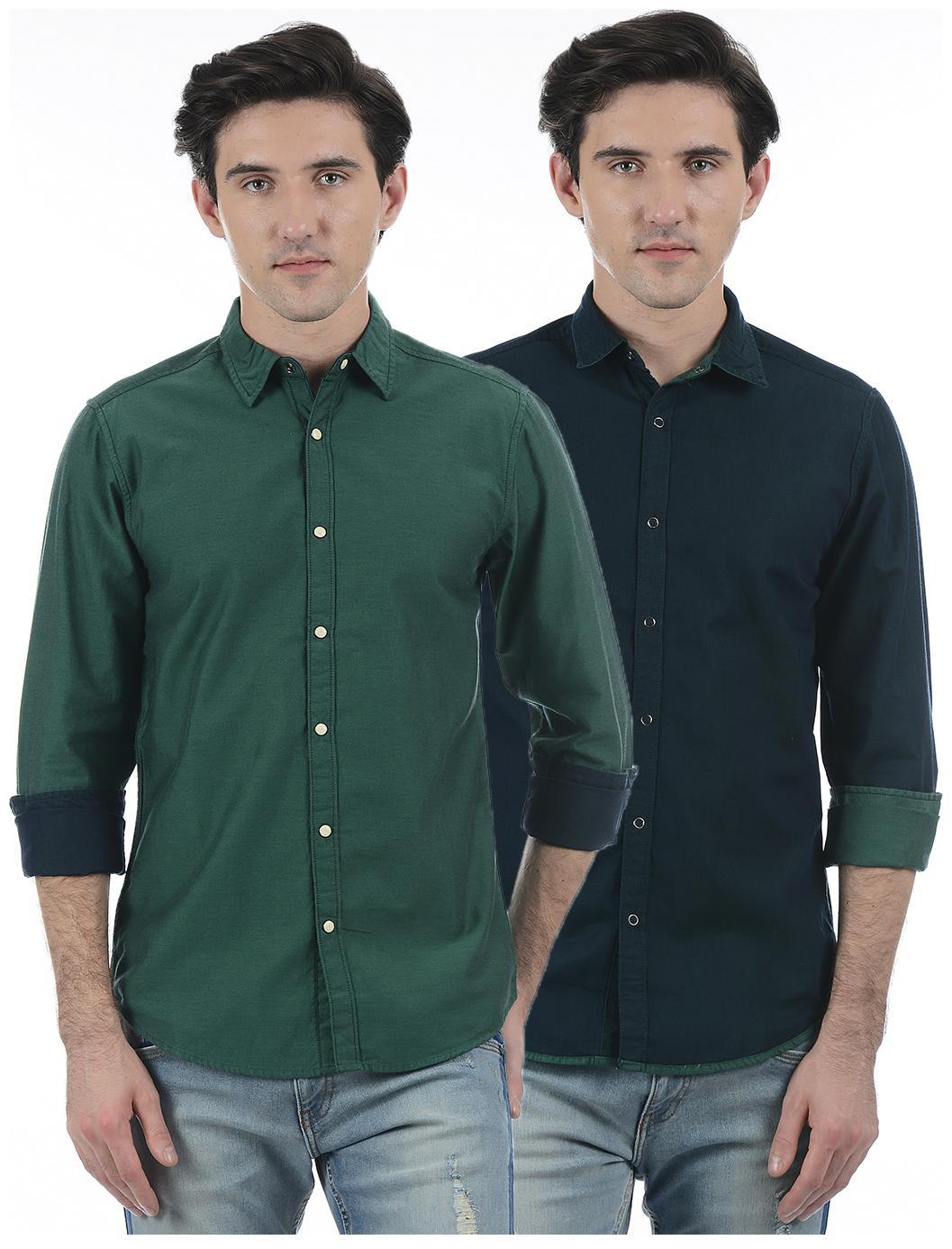 

Pepe Jeans Men Green Solid Slim Fit Casual Shirt