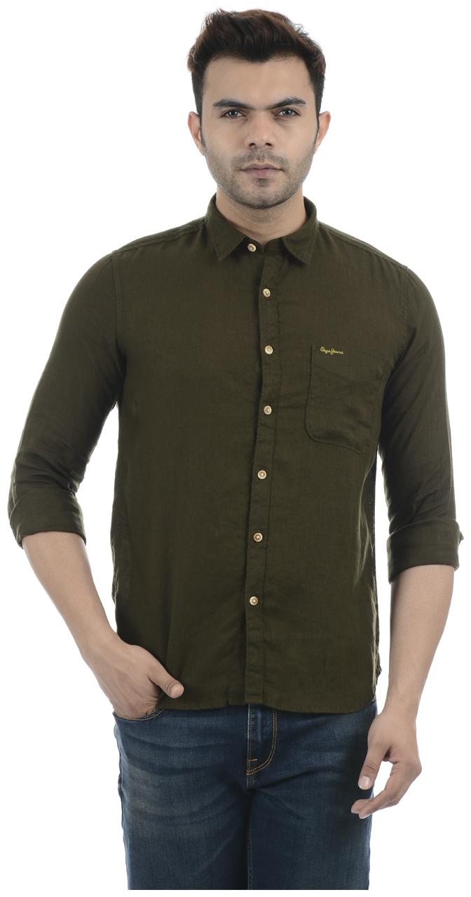 

Pepe Jeans Men Green Solid Regular Fit Casual Shirt