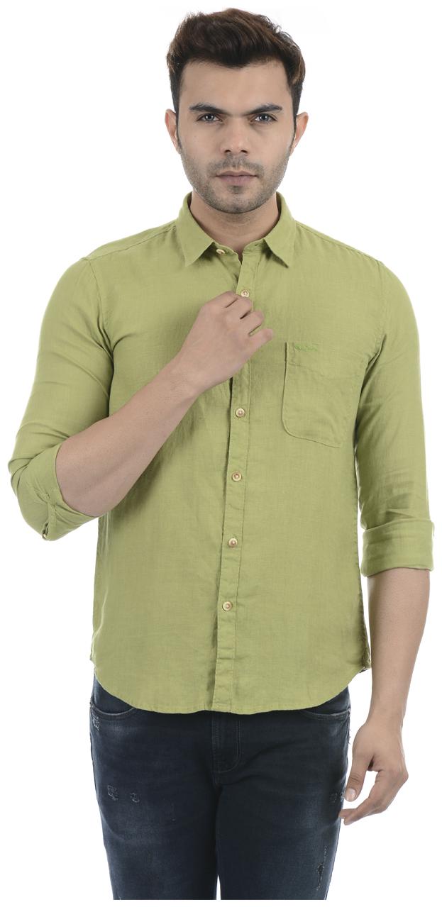 

Pepe Jeans Men Green Solid Regular Fit Casual Shirt