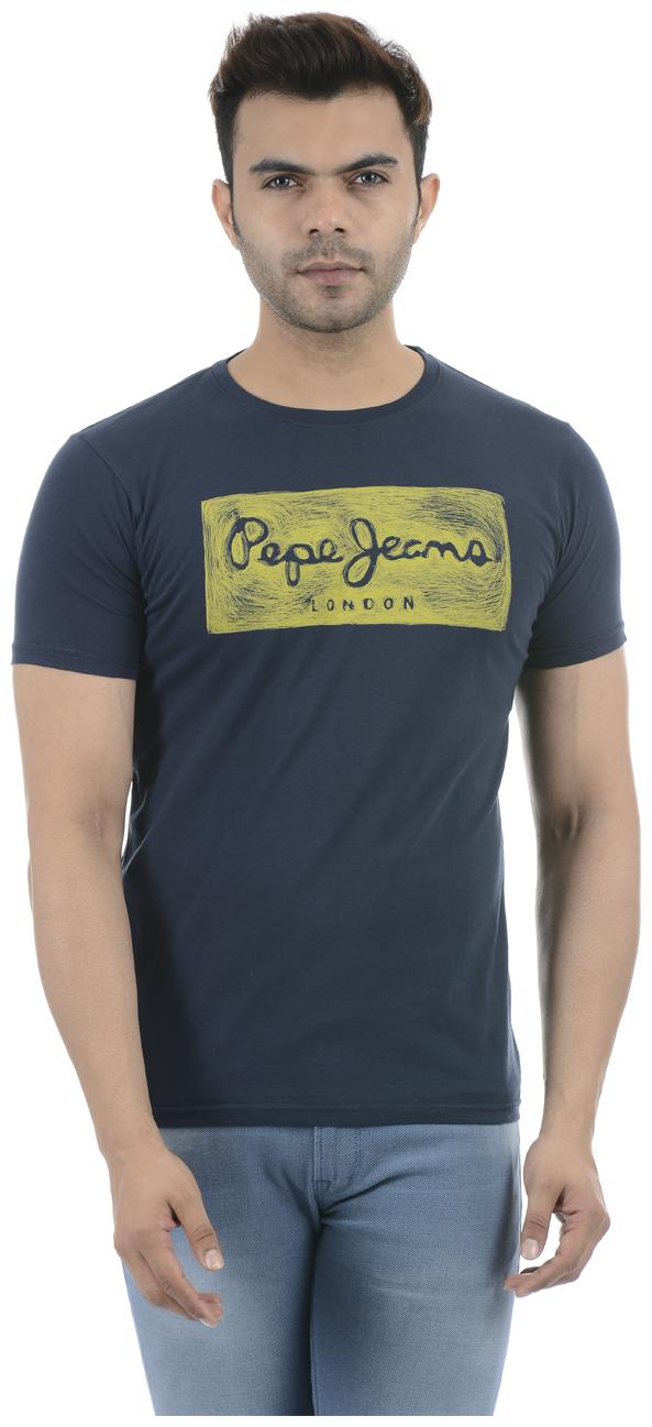 

Pepe Jeans Men Blue Regular fit Cotton Round neck T-Shirt - Pack Of 1