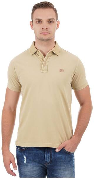 Pepe Jeans Men Solid Polo TShirt Beige color