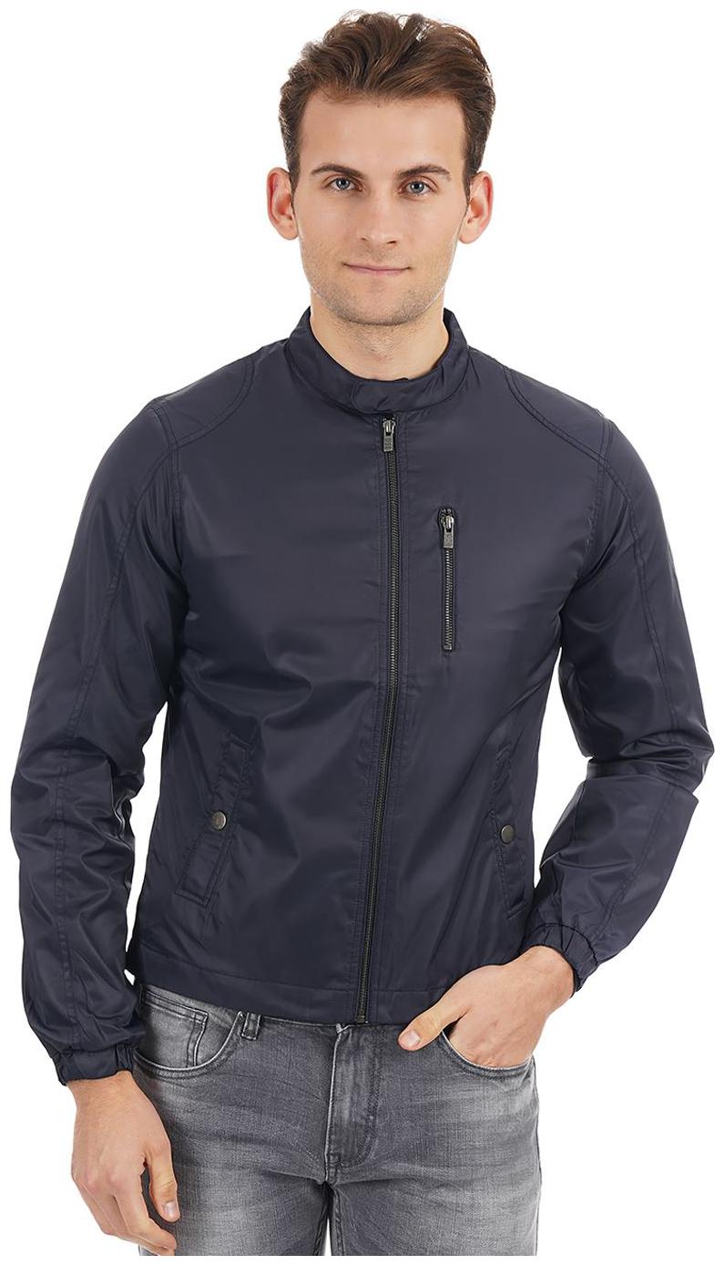 

Pepe Jeans Men Blue Solid Biker jacket