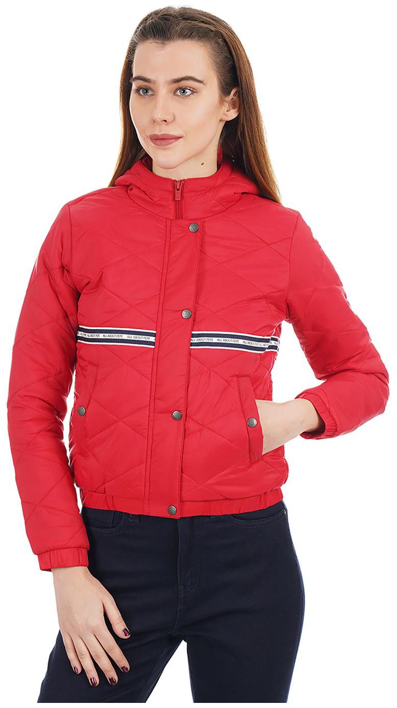 

Pepe Jeans Women Striped Quilted Jacket - Red