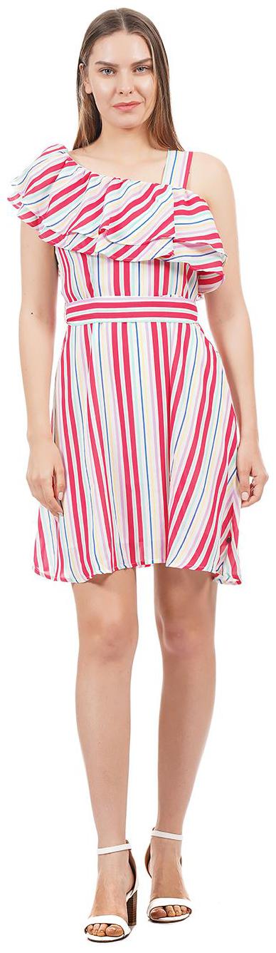 

Pepe Jeans Polyester Striped Multi Color A Line Dress For Women