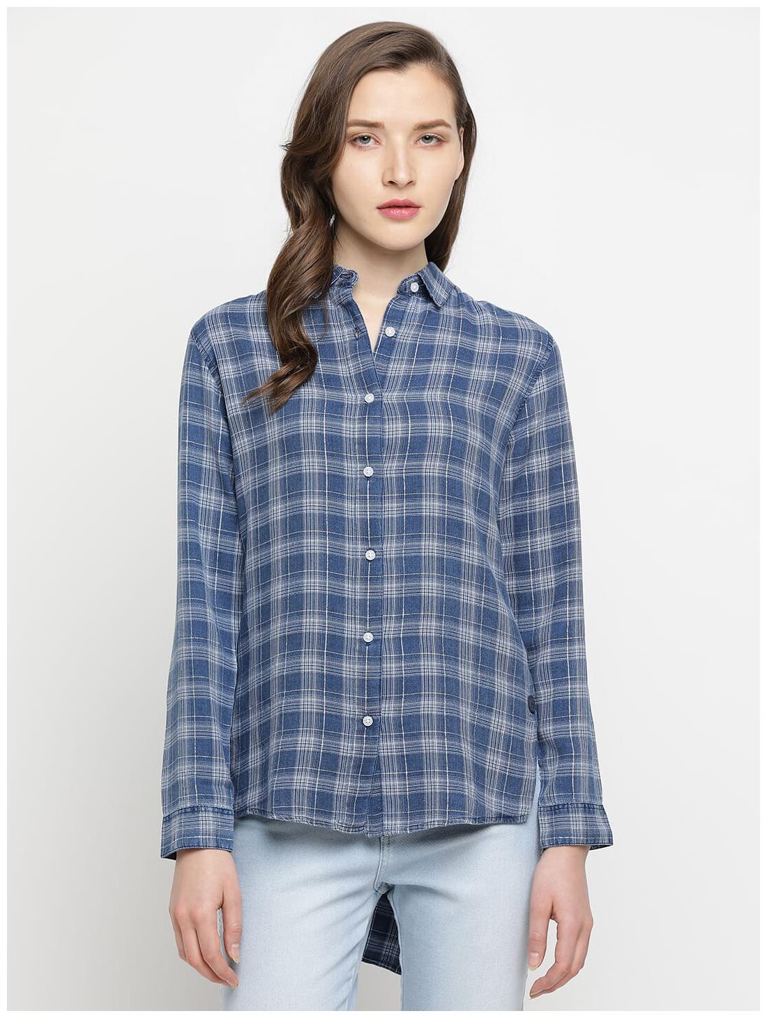 

Pepe Jeans Women Blue Checked Regular Fit Shirt