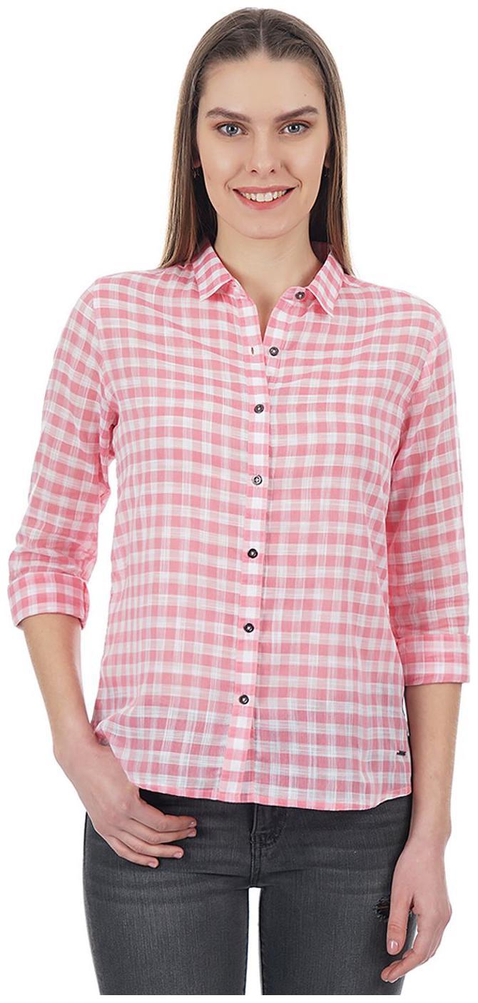 

Pepe Jeans Women Pink Checked Regular Fit Shirt