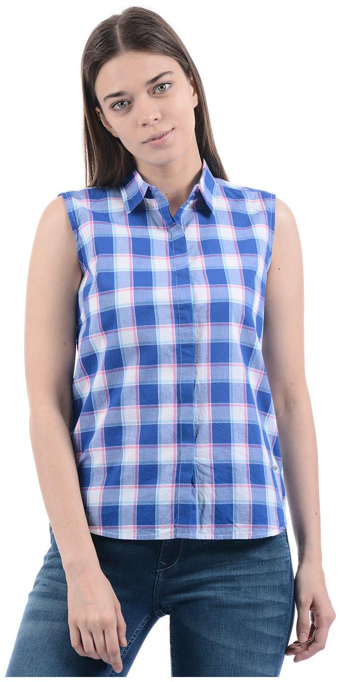

Pepe Jeans Women Blue Checked Regular Fit Shirt