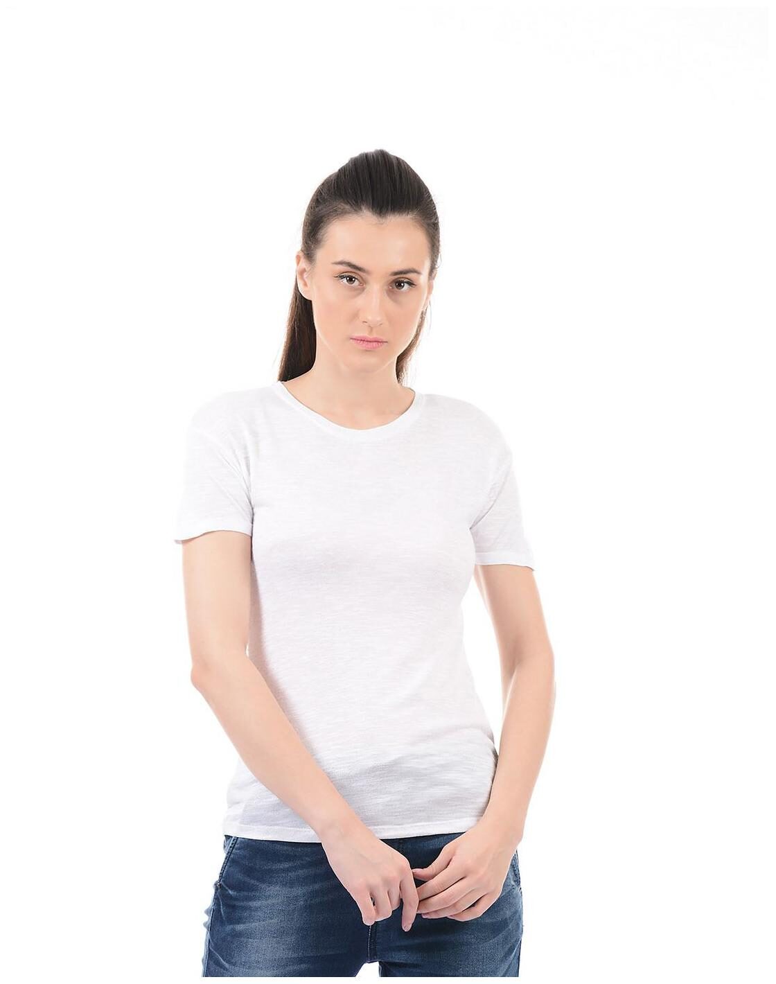

Pepe Jeans Women White Regular fit Round neck Cotton T shirt