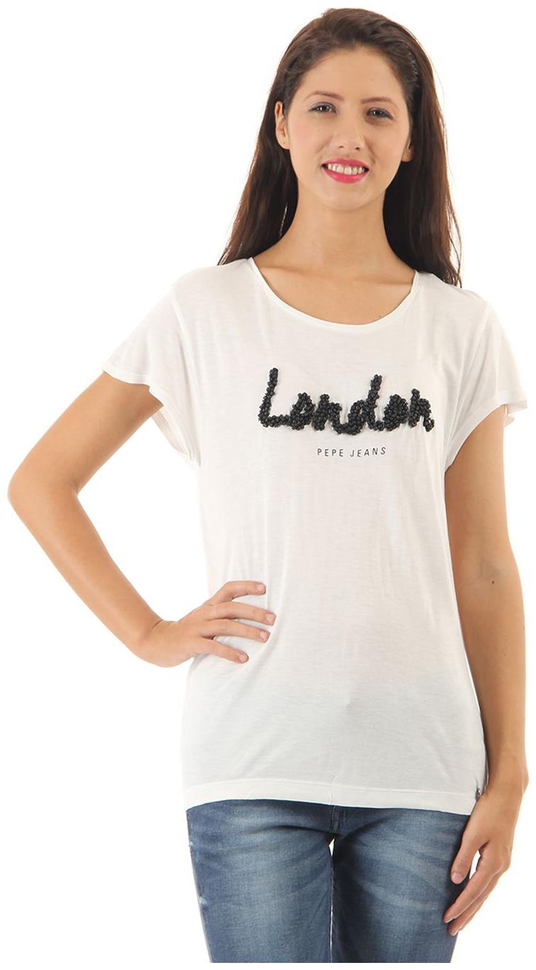 

Pepe Jeans Women White Regular fit Round neck Blended T shirt
