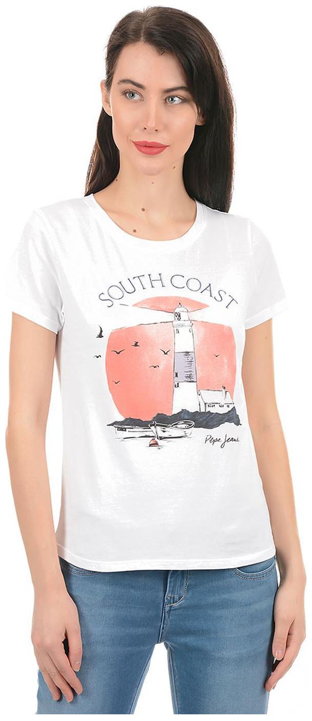 

Pepe Jeans Women White Regular fit Round neck Cotton T shirt