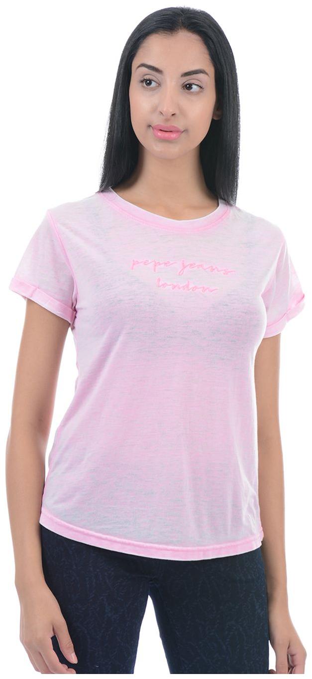 

Pepe Jeans Women Pink Regular fit Round neck Cotton T shirt