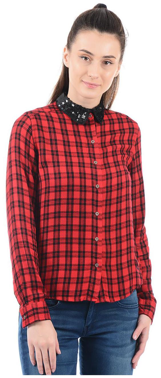 

Pepe Jeans Women Red Checked Regular Fit Shirt