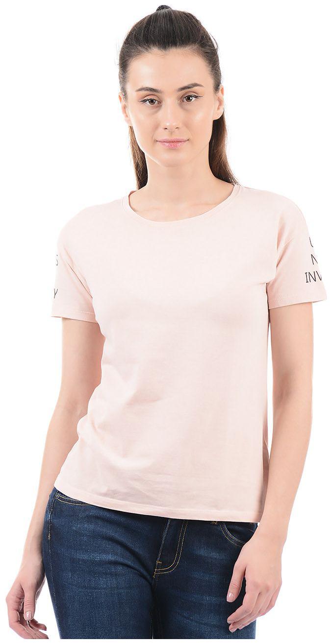 

Pepe Jeans Women Peach Regular fit Round neck Cotton T shirt