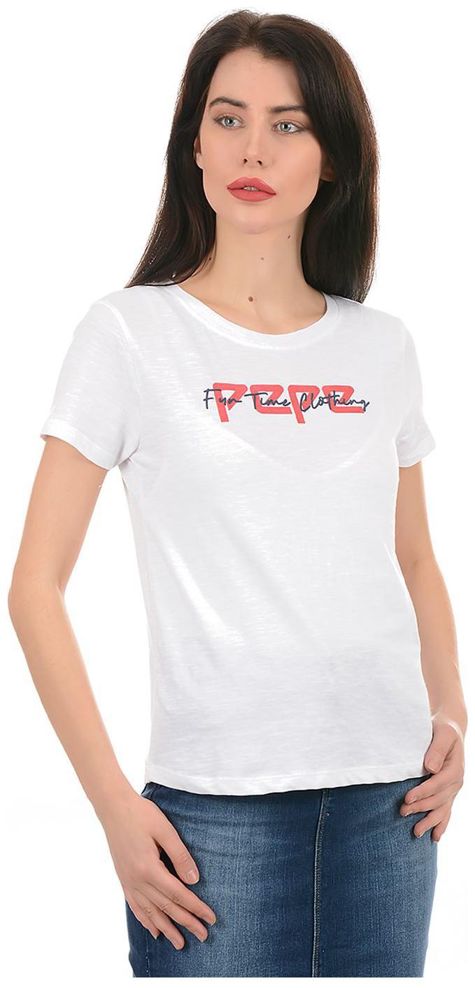

Pepe Jeans Women White Regular fit Round neck Cotton T shirt