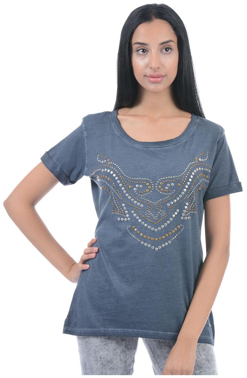 

Pepe Jeans Women Blue Regular fit Round neck Blended T shirt