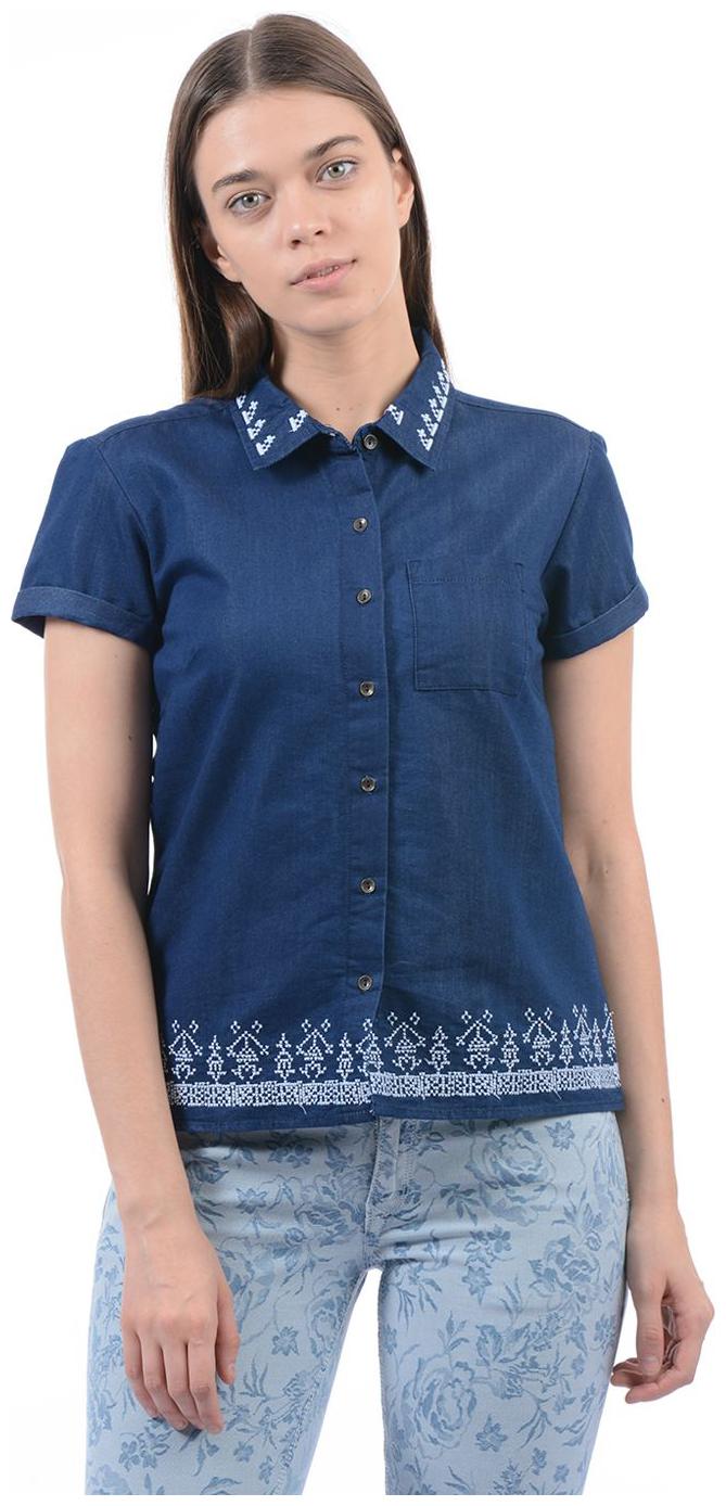 

Pepe Jeans Women Blue Embroidered Regular Fit Shirt